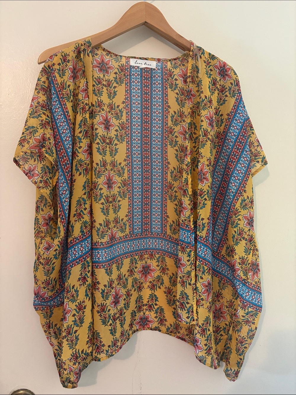 Love Tree Mustard Floral Border Print Tunic 31 inches long